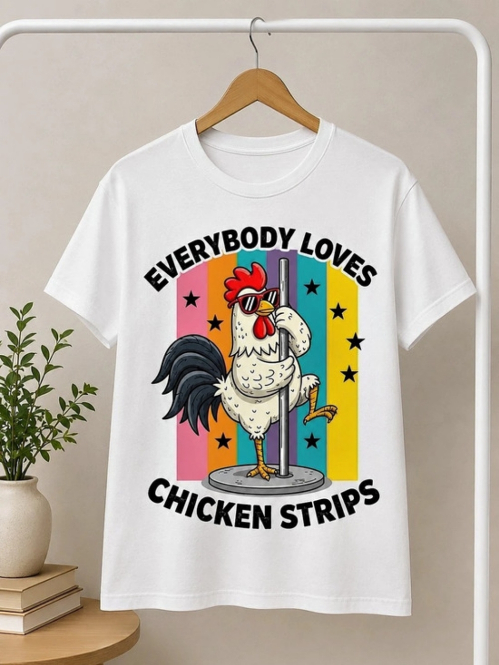 Everybody Loves Chicken Strips Graphic T-Shirt Tee in White
